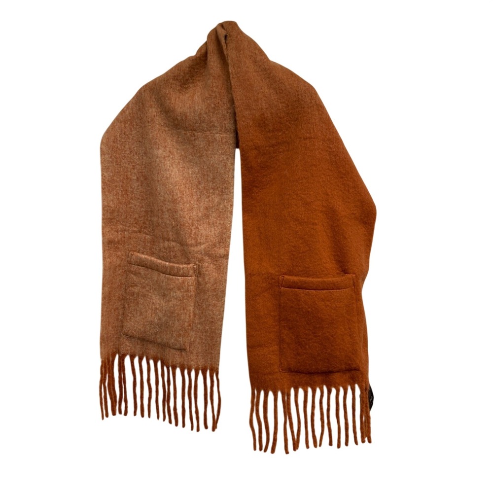 Sprigs Ombre Pocket Scarf Rust Camel Fringe Warm Winter Wrap A701880 NEW
